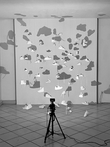 "unchanged minds" 2023 Installation, Ansicht von der Ausstellung "view point" im Projektraum des Kunstvereins Kärnten, Vernissage fand am 7.10.2023 statt im Zuge der Triennale III2023 Kärnten unter dem Motto "Schock"